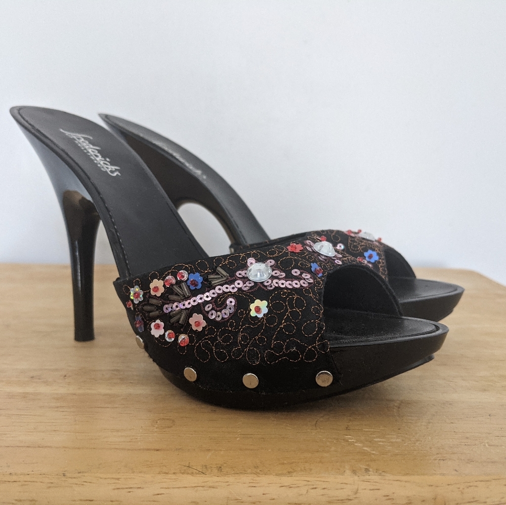 Fredericks of Hollywood beaded heeled Sandals